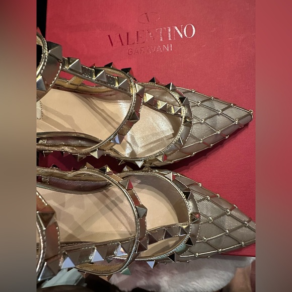 ✨BNIB✨ VALENTINO GARAVANI rockstud gold Diamond star pattern heels size 40 - Picture 5 of 12